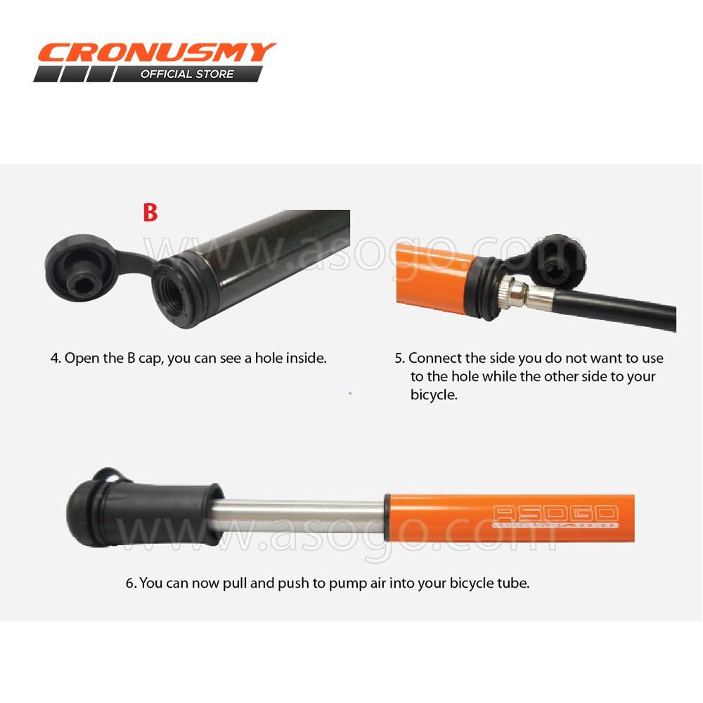 Asogo Bicycle Bike Alloy Mini Hand Pump with Valve Adapter & Clip 1399259-BCS - Image 5