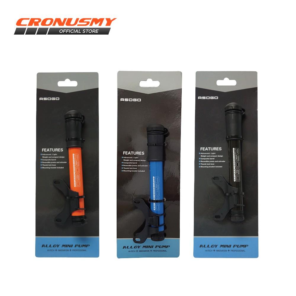 Asogo Bicycle Bike Alloy Mini Hand Pump with Valve Adapter & Clip 1399259-BCS